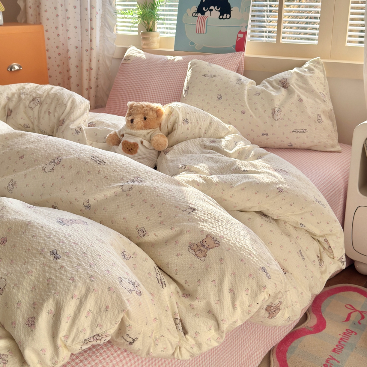 91家纺网 家纺一手货源 找家纺 （总）奈颜 2026新款贴标款A类超柔泡芙纱印花四件套