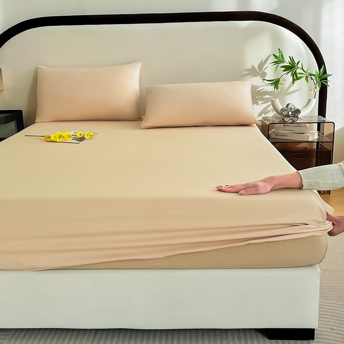 91家纺网 家纺一手货源 找家纺 润肤居 2026新款A类全棉13372单床笠 杏仁