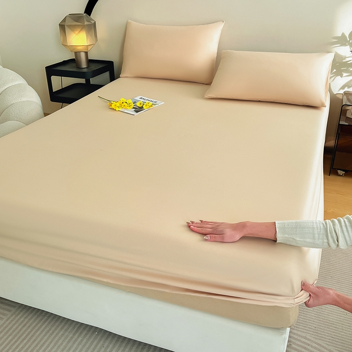 91家纺网 家纺一手货源 找家纺 润肤居 2026新款A类全棉13372单床笠 杏仁