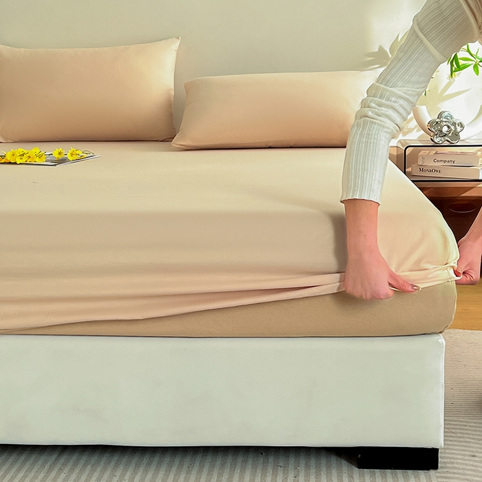 91家纺网 家纺一手货源 找家纺 润肤居 2026新款A类全棉13372单床笠 杏仁