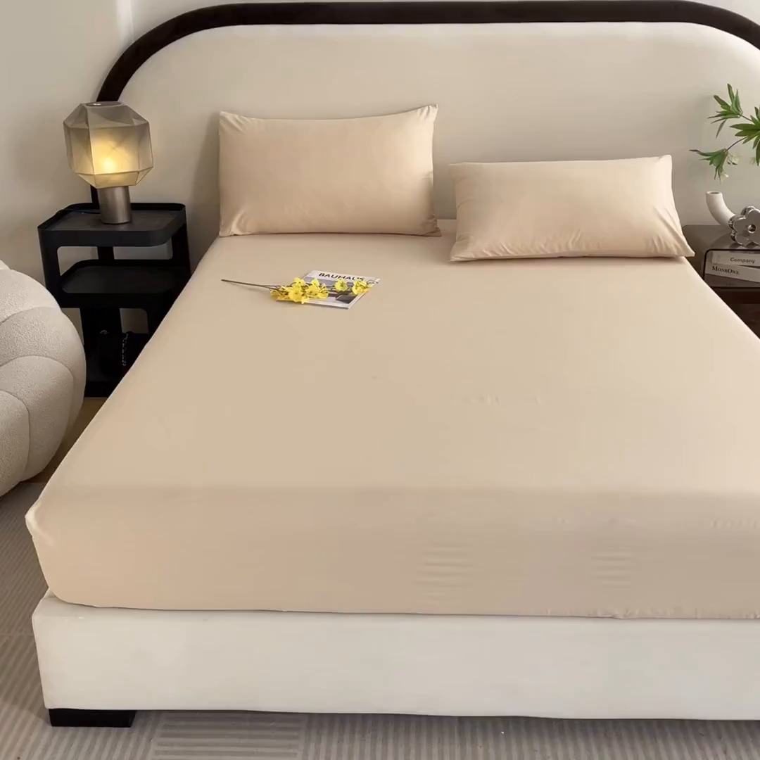 91家纺网 家纺一手货源 找家纺 润肤居 2026新款A类全棉13372单床笠 杏仁