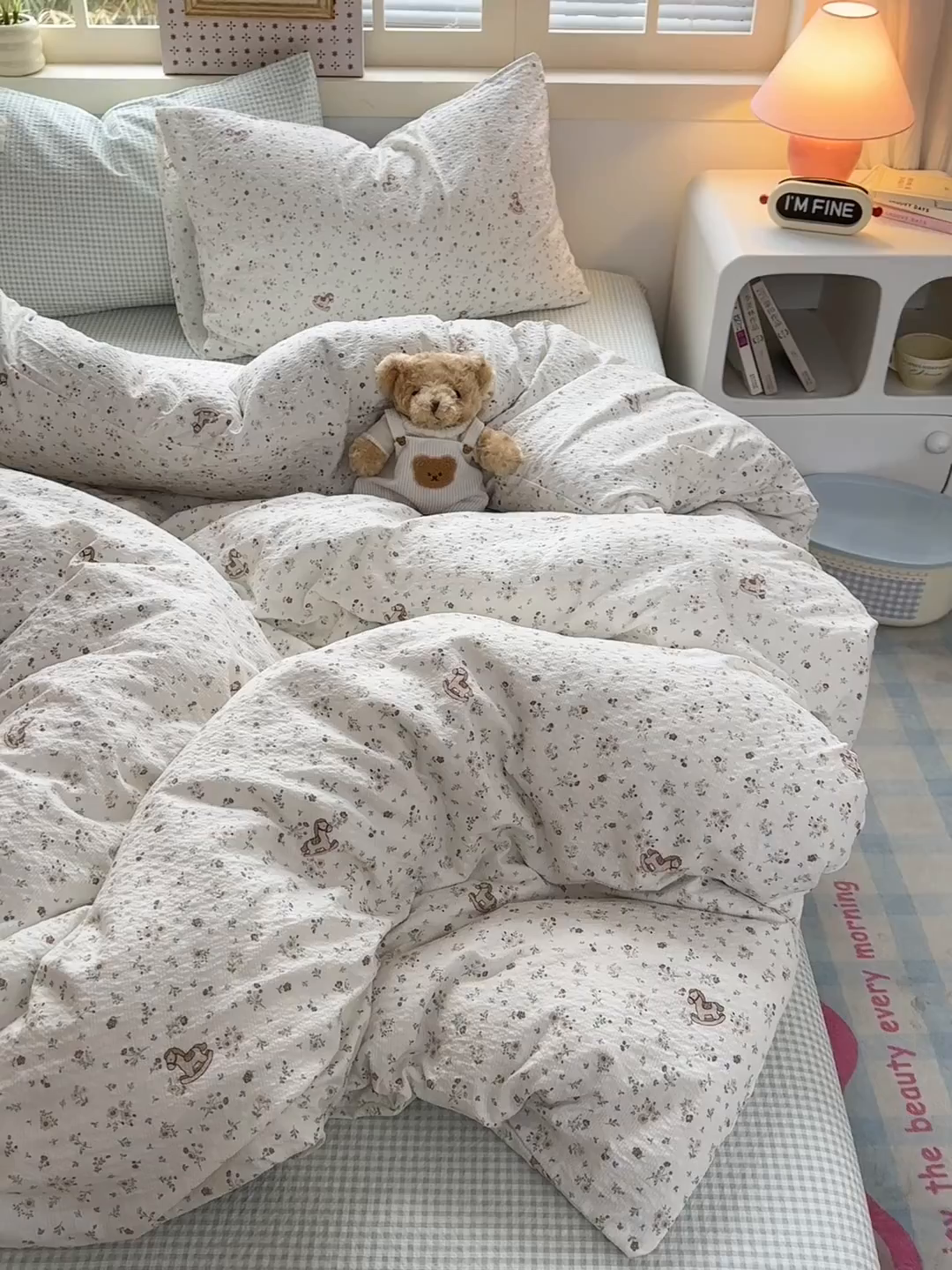 91家纺网 家纺一手货源 找家纺 奈颜 2026新款贴标款A类超柔泡芙纱印花四件套 木马花园