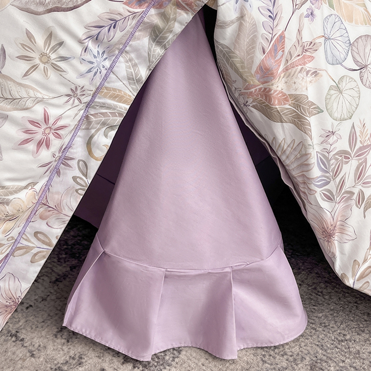 91家纺网 家纺一手货源 找家纺 格里芬家纺 2026新款全棉纯棉40S精梳棉13376印花四件套 晚宁-紫