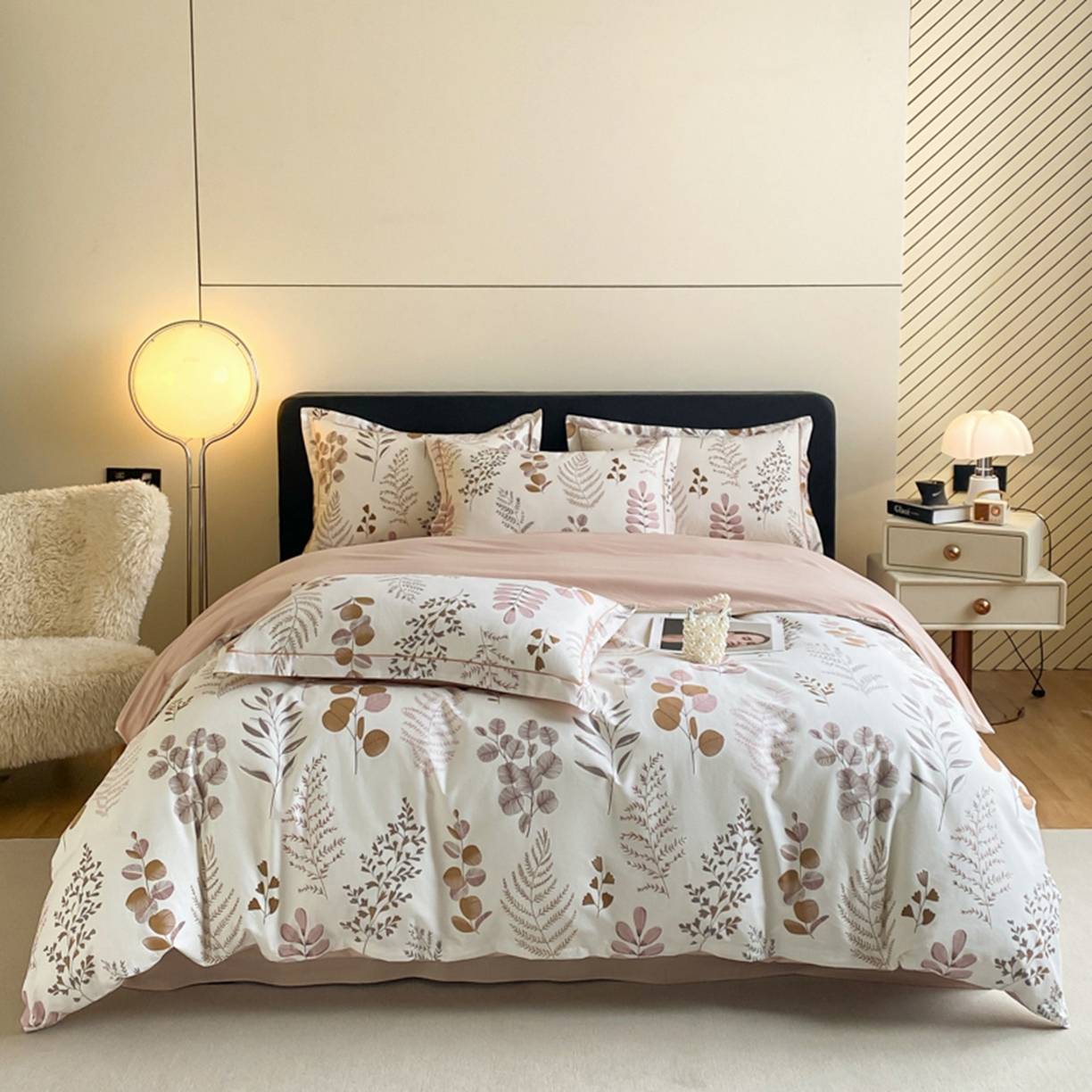 91家纺网 家纺一手货源 找家纺 格里芬家纺 2026新款全棉纯棉40S精梳棉13376印花四件套 叶叶私语