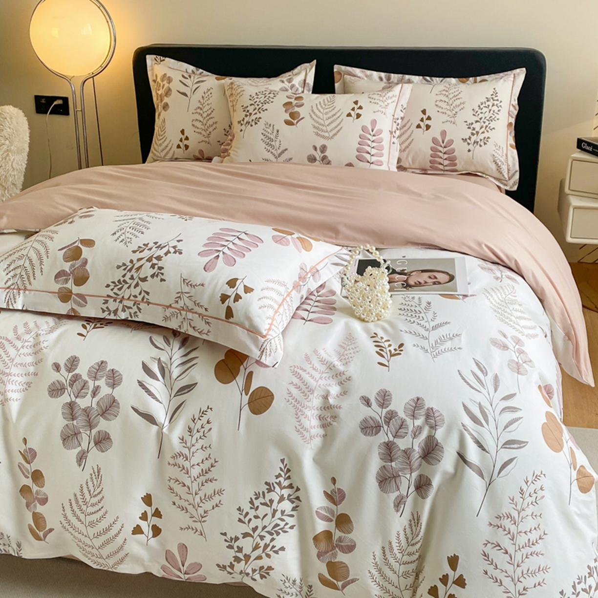 91家纺网 家纺一手货源 找家纺 格里芬家纺 2026新款全棉纯棉40S精梳棉13376印花四件套 叶叶私语