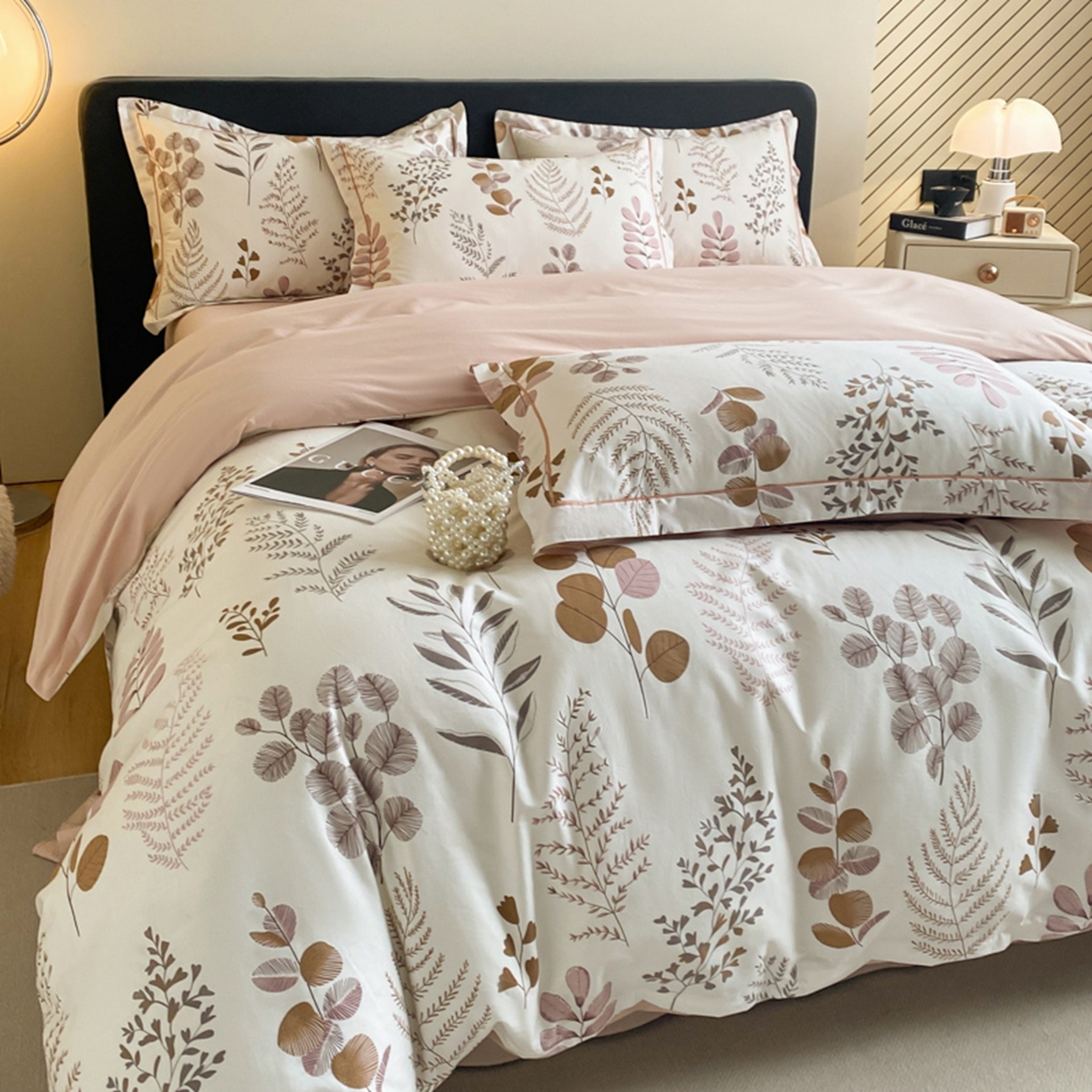 91家纺网 家纺一手货源 找家纺 格里芬家纺 2026新款全棉纯棉40S精梳棉13376印花四件套 叶叶私语