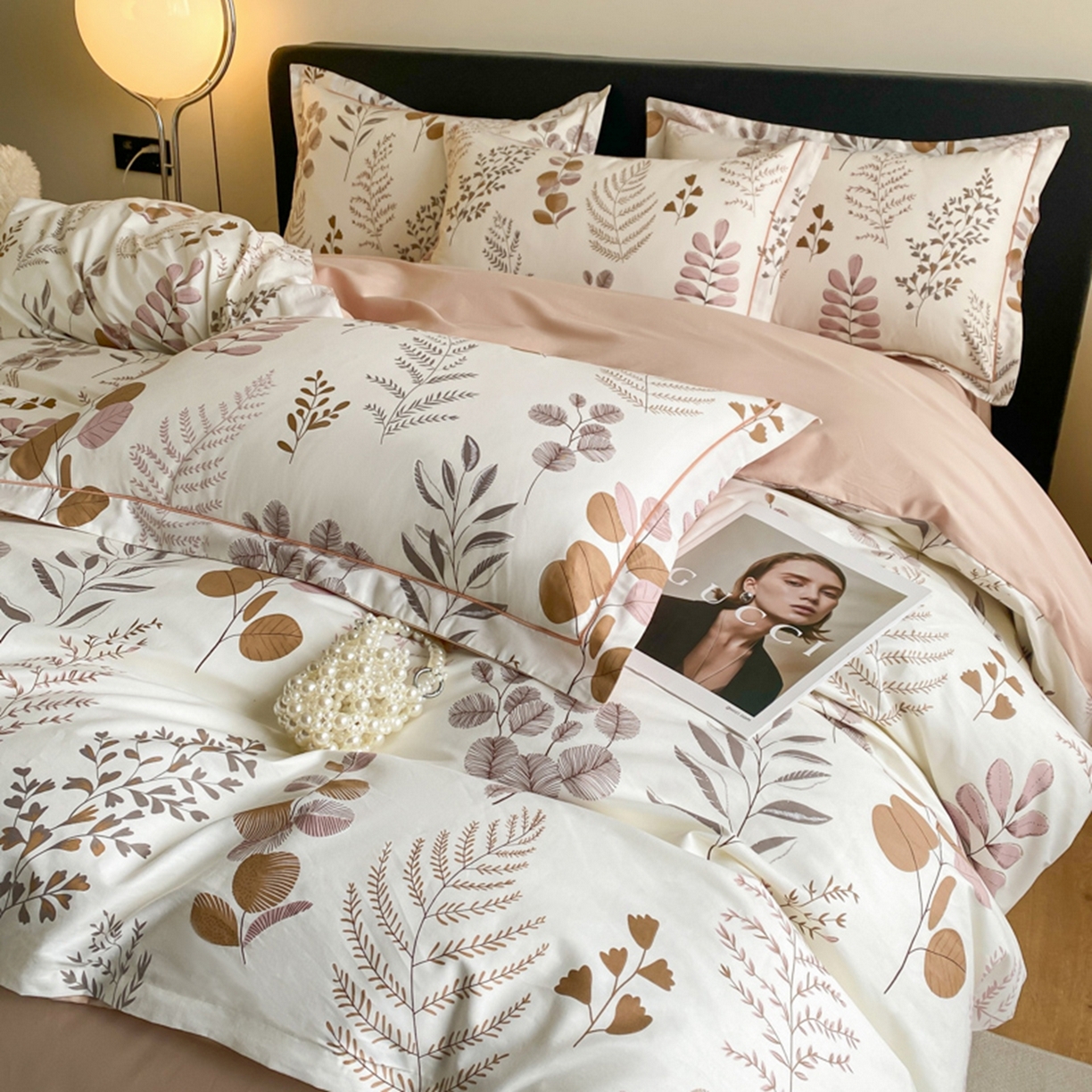 91家纺网 家纺一手货源 找家纺 格里芬家纺 2026新款全棉纯棉40S精梳棉13376印花四件套 叶叶私语