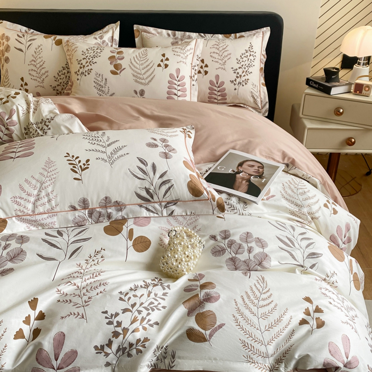 91家纺网 家纺一手货源 找家纺 格里芬家纺 2026新款全棉纯棉40S精梳棉13376印花四件套 叶叶私语