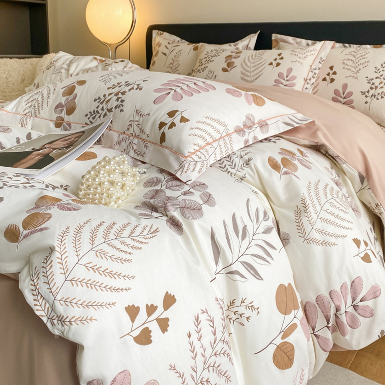 91家纺网 家纺一手货源 找家纺 格里芬家纺 2026新款全棉纯棉40S精梳棉13376印花四件套 叶叶私语