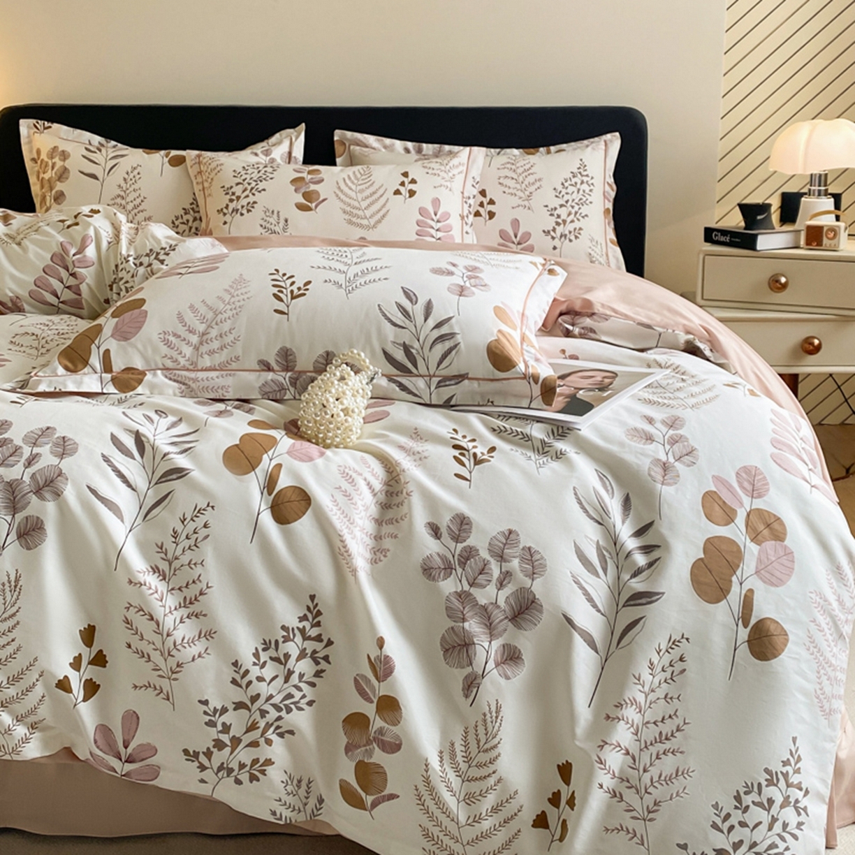 91家纺网 家纺一手货源 找家纺 格里芬家纺 2026新款全棉纯棉40S精梳棉13376印花四件套 叶叶私语