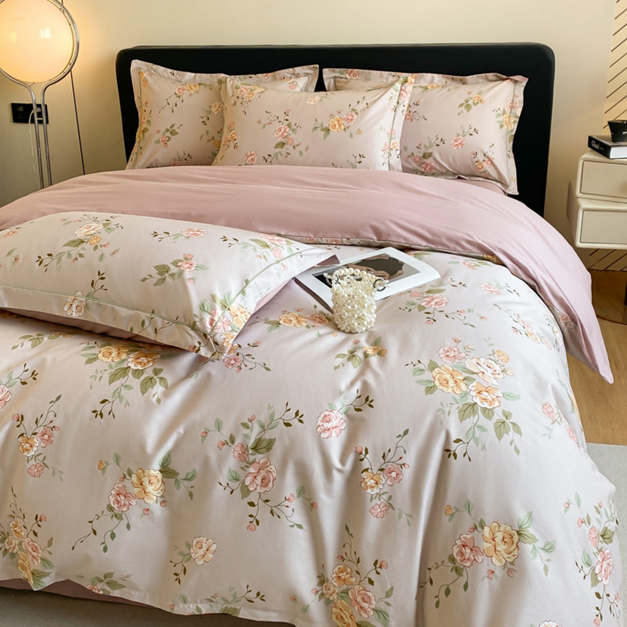 91家纺网 家纺一手货源 找家纺 格里芬家纺 2026新款全棉纯棉40S精梳棉13376印花四件套 一瞬绽放