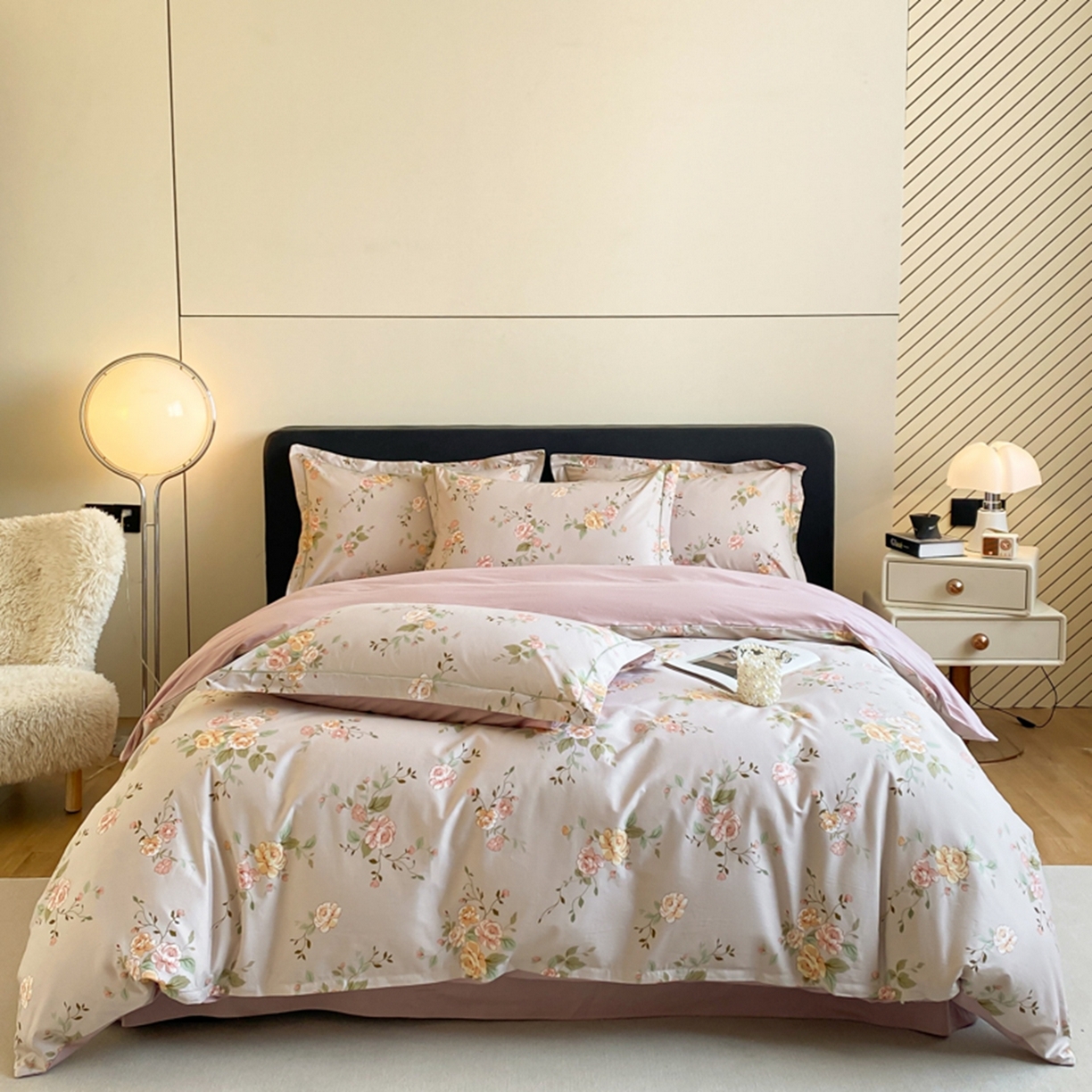 91家纺网 家纺一手货源 找家纺 格里芬家纺 2026新款全棉纯棉40S精梳棉13376印花四件套 一瞬绽放