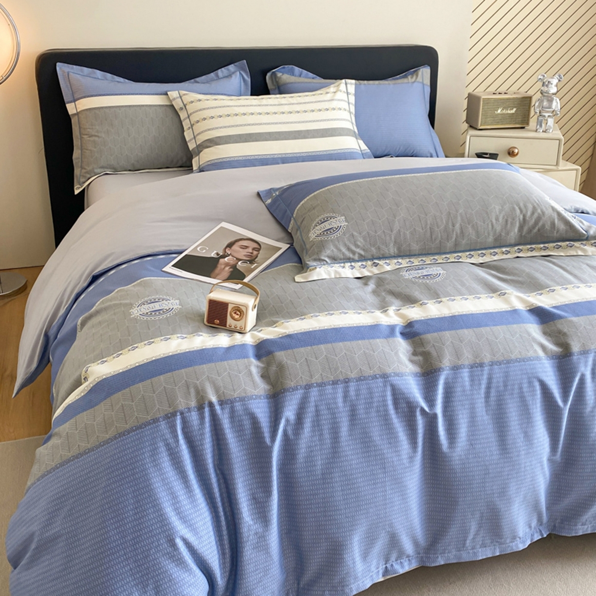 91家纺网 家纺一手货源 找家纺 格里芬家纺 2026新款全棉纯棉40S精梳棉13376印花四件套 语格-兰