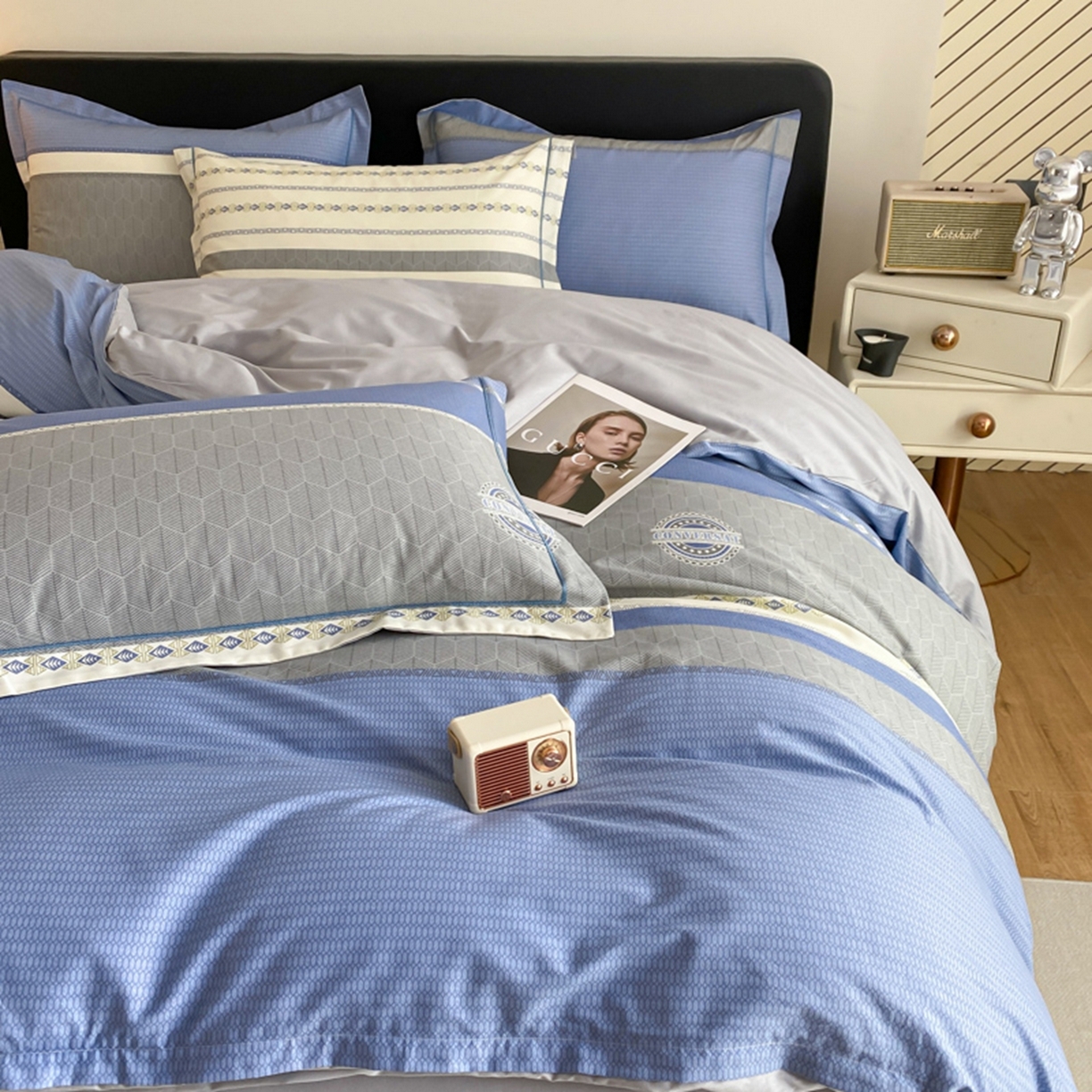 91家纺网 家纺一手货源 找家纺 格里芬家纺 2026新款全棉纯棉40S精梳棉13376印花四件套 语格-兰