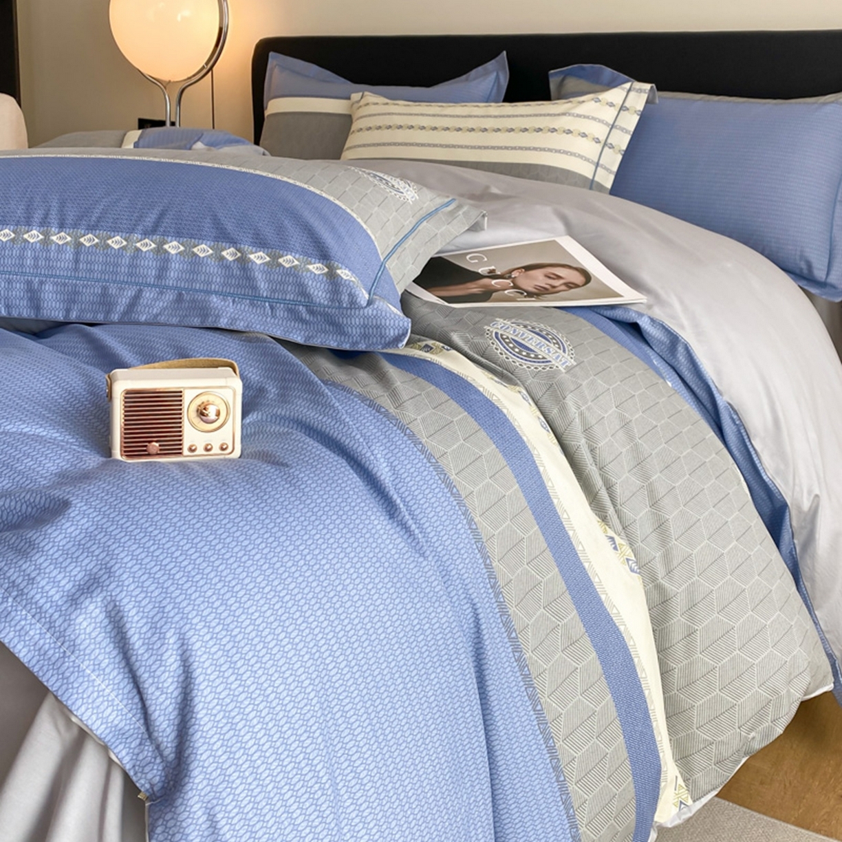 91家纺网 家纺一手货源 找家纺 格里芬家纺 2026新款全棉纯棉40S精梳棉13376印花四件套 语格-兰