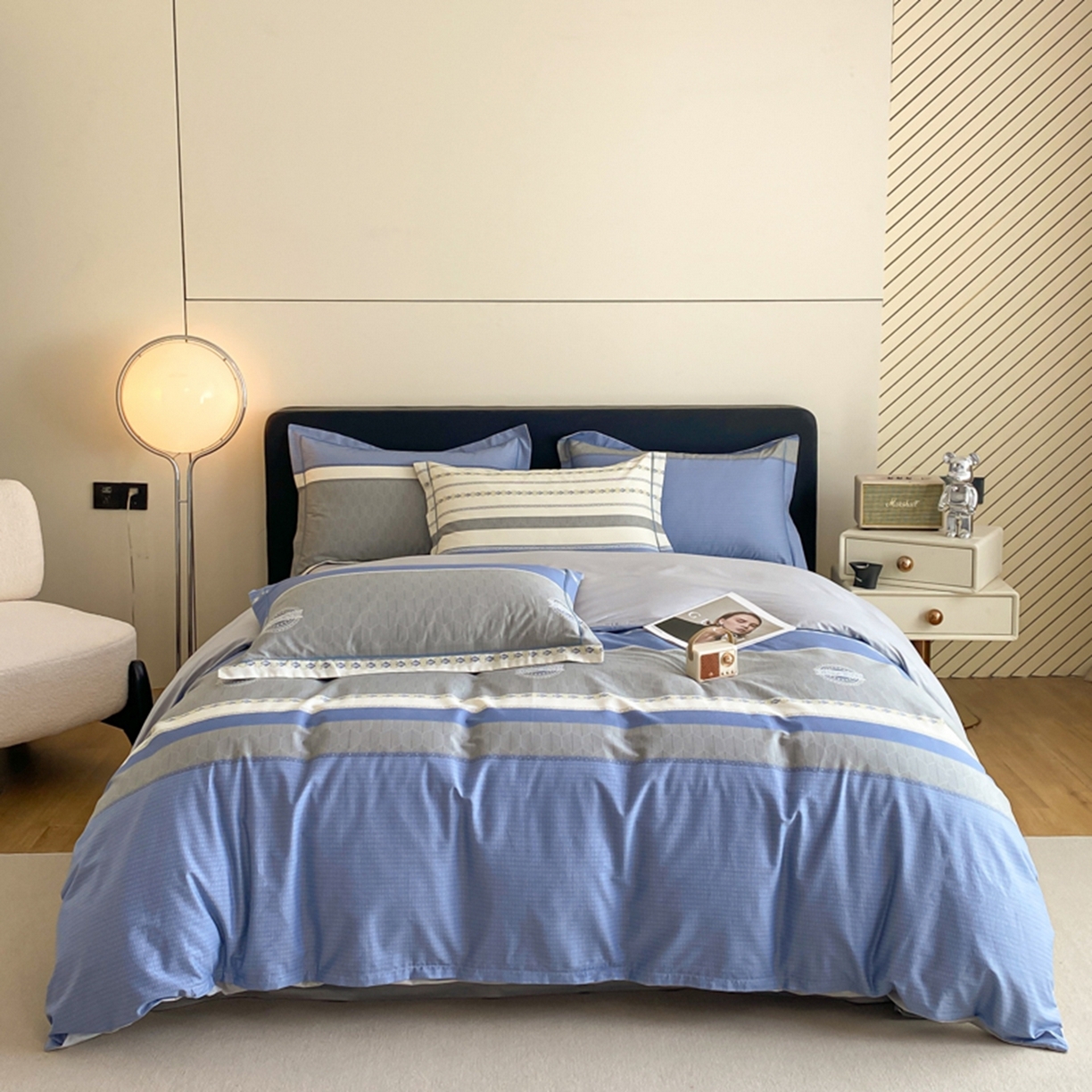 91家纺网 家纺一手货源 找家纺 格里芬家纺 2026新款全棉纯棉40S精梳棉13376印花四件套 语格-兰