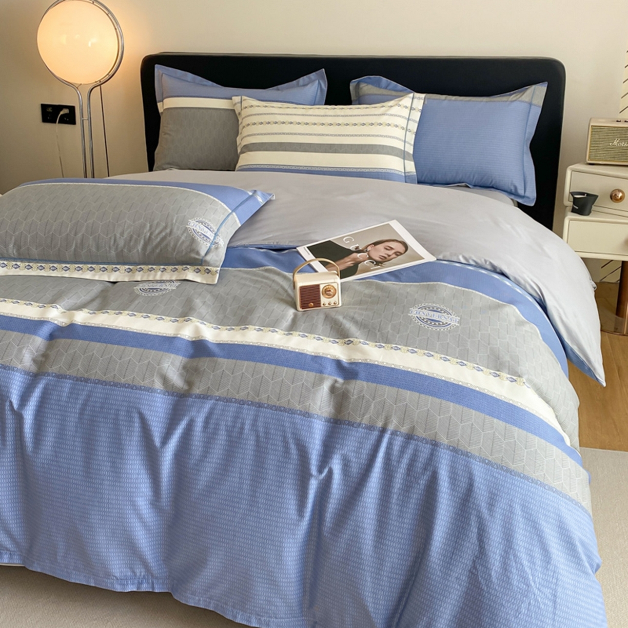 91家纺网 家纺一手货源 找家纺 格里芬家纺 2026新款全棉纯棉40S精梳棉13376印花四件套 语格-兰