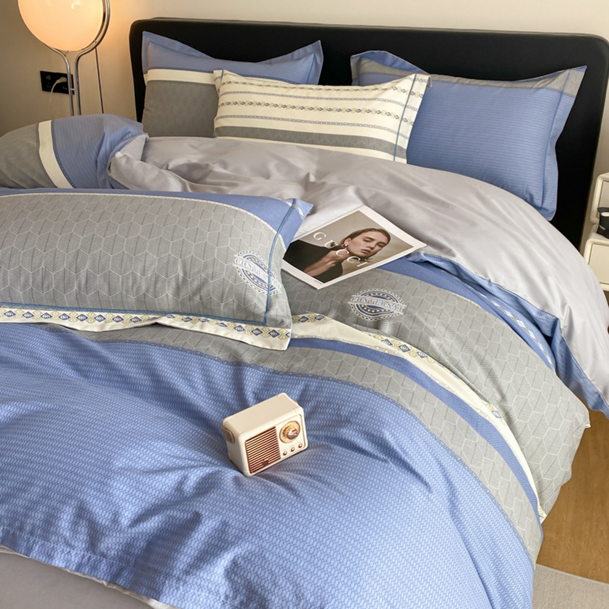 91家纺网 家纺一手货源 找家纺 格里芬家纺 2026新款全棉纯棉40S精梳棉13376印花四件套 语格-兰