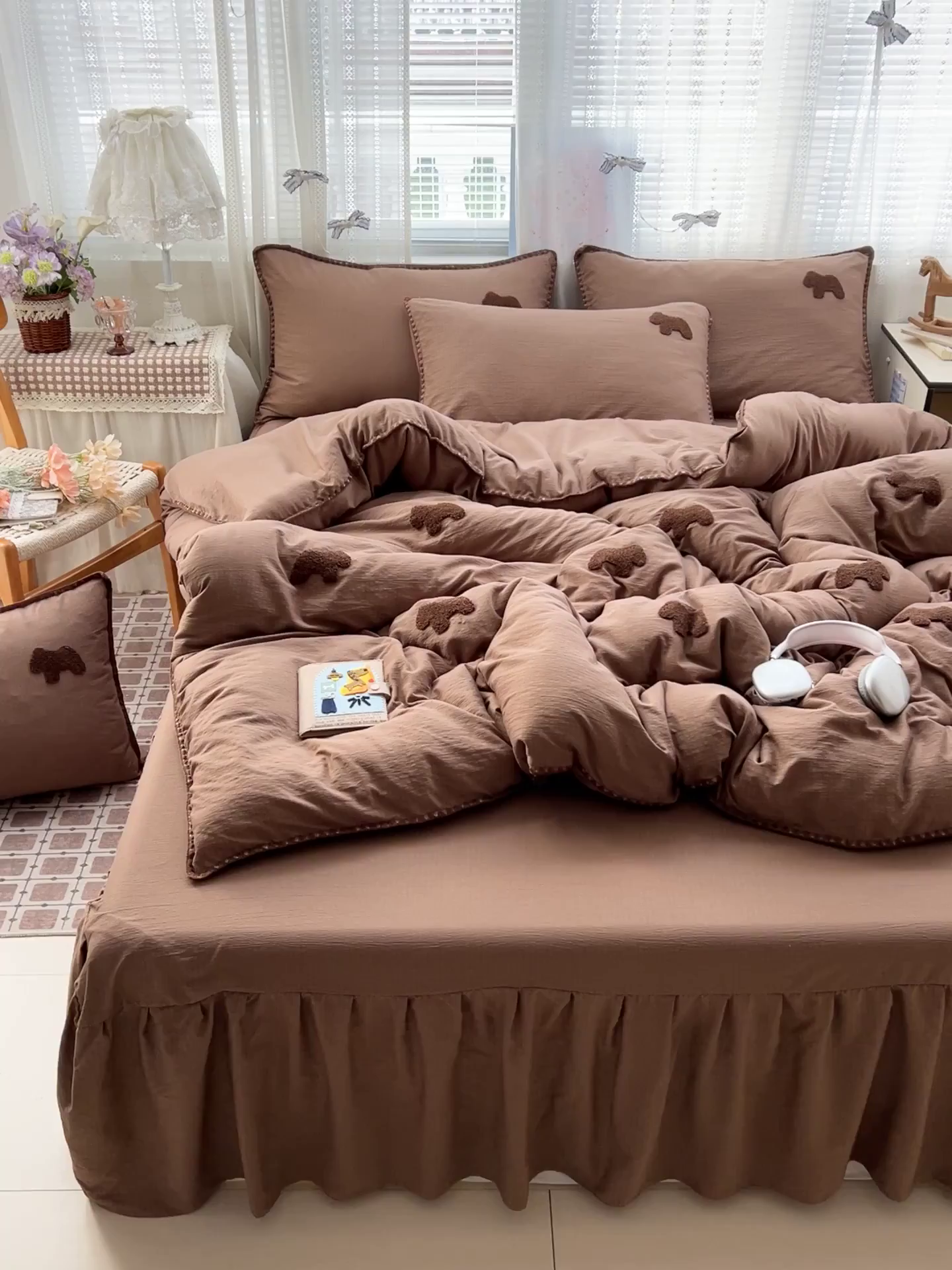 91家纺网 家纺一手货源 找家纺 富米莱（原臻工厂） 2026新款奶呼呼云感纱贝壳边毛巾绣四件套-小飞马 小飞马一咖