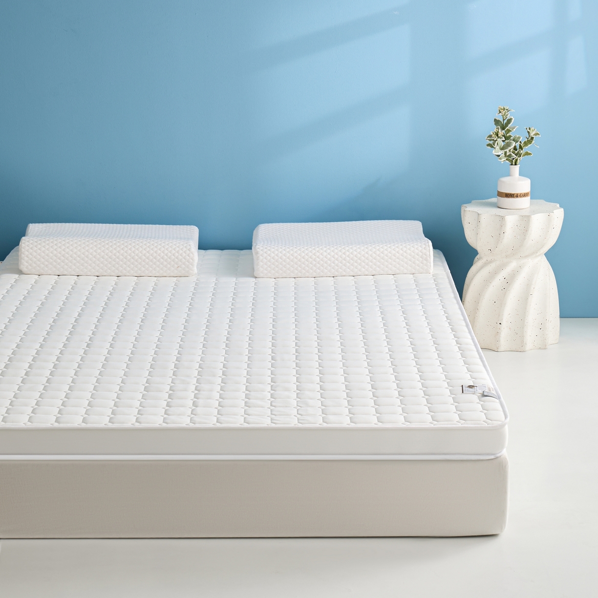 91家纺网 家纺一手货源 找家纺 娇逸家居 2026新款简约记忆海绵床垫-大床图 方格奶白