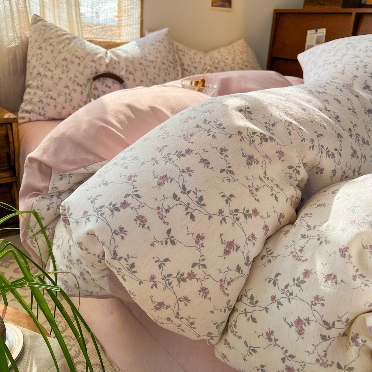 91家纺网 家纺一手货源 找家纺 （总）金梦拉家纺 2026新款色织棉麻棉纱小露麻四件套