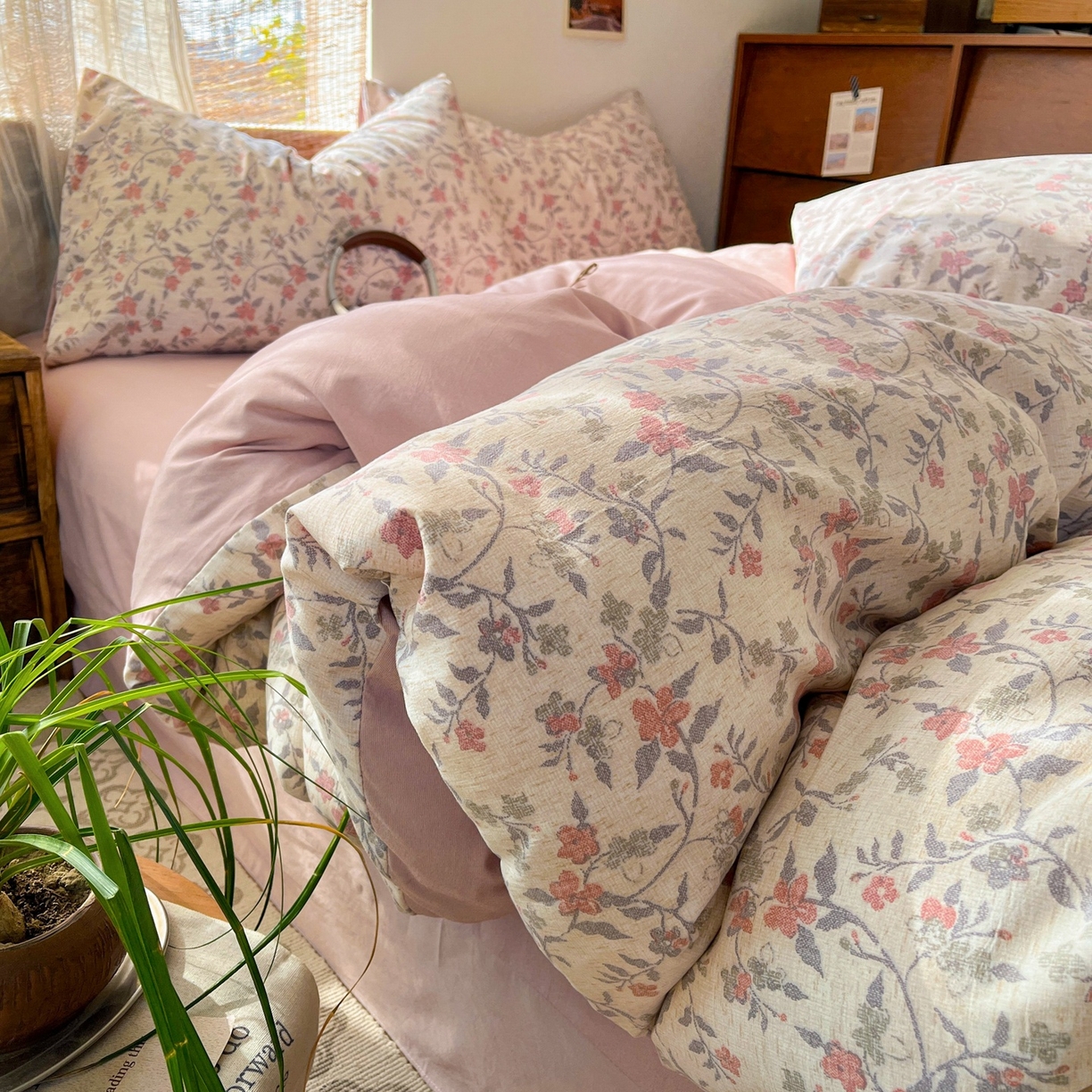 91家纺网 家纺一手货源 找家纺 （总）金梦拉家纺 2026新款色织棉麻棉纱小露麻四件套