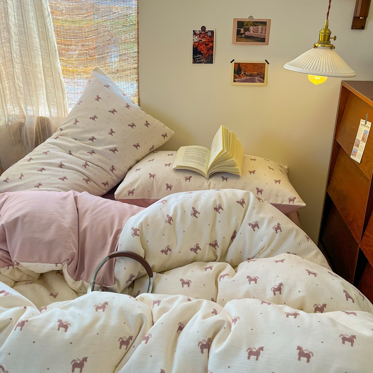 91家纺网 家纺一手货源 找家纺 金梦拉家纺 2026新款色织棉麻棉纱小露麻四件套 艾马