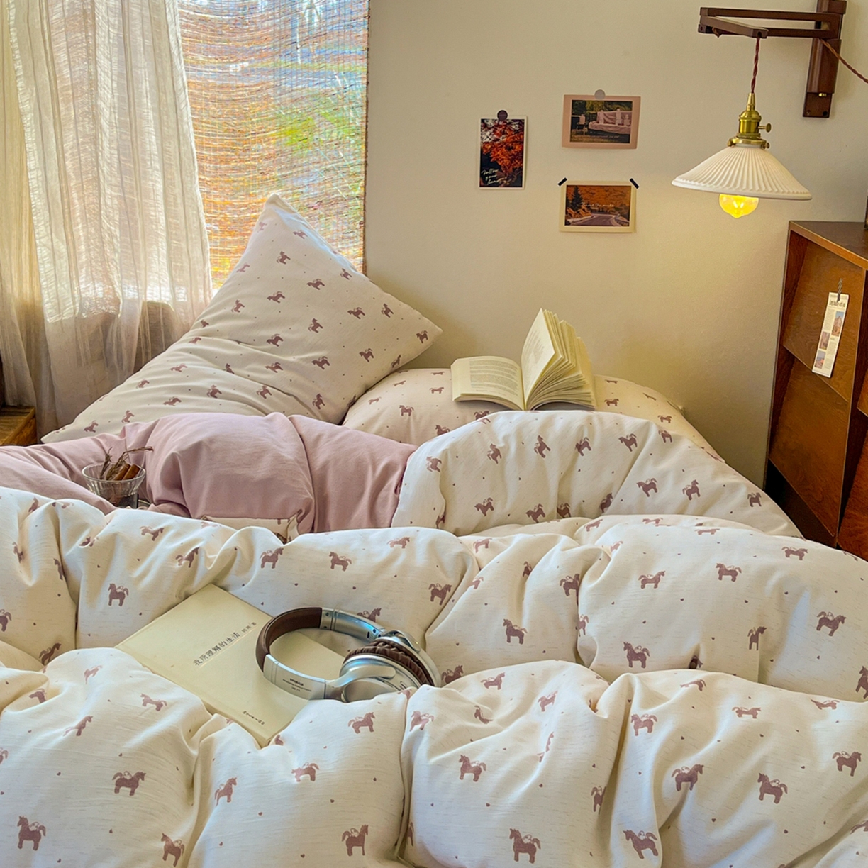 91家纺网 家纺一手货源 找家纺 金梦拉家纺 2026新款色织棉麻棉纱小露麻四件套 艾马