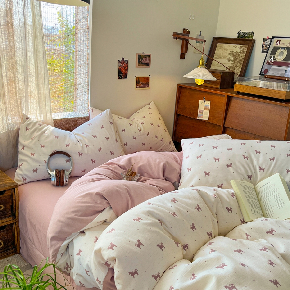 91家纺网 家纺一手货源 找家纺 金梦拉家纺 2026新款色织棉麻棉纱小露麻四件套 艾马