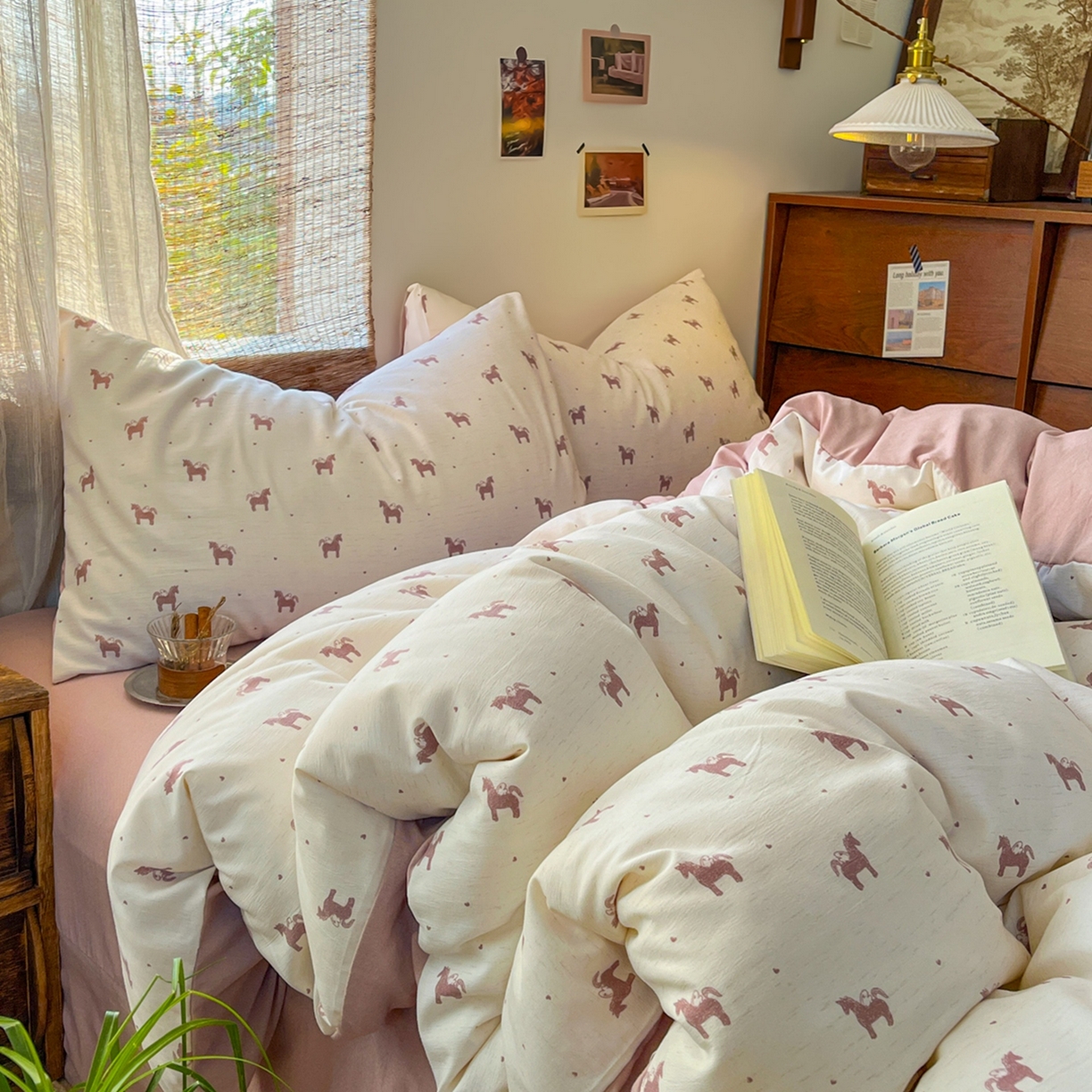 91家纺网 家纺一手货源 找家纺 金梦拉家纺 2026新款色织棉麻棉纱小露麻四件套 艾马