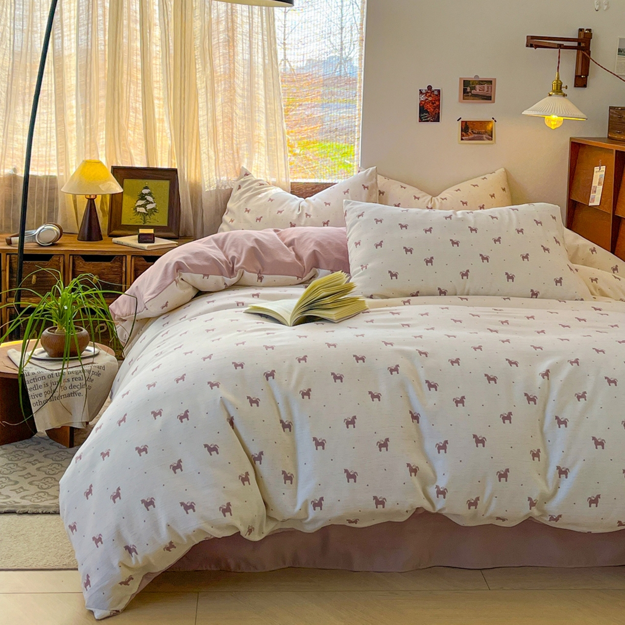 91家纺网 家纺一手货源 找家纺 金梦拉家纺 2026新款色织棉麻棉纱小露麻四件套 艾马