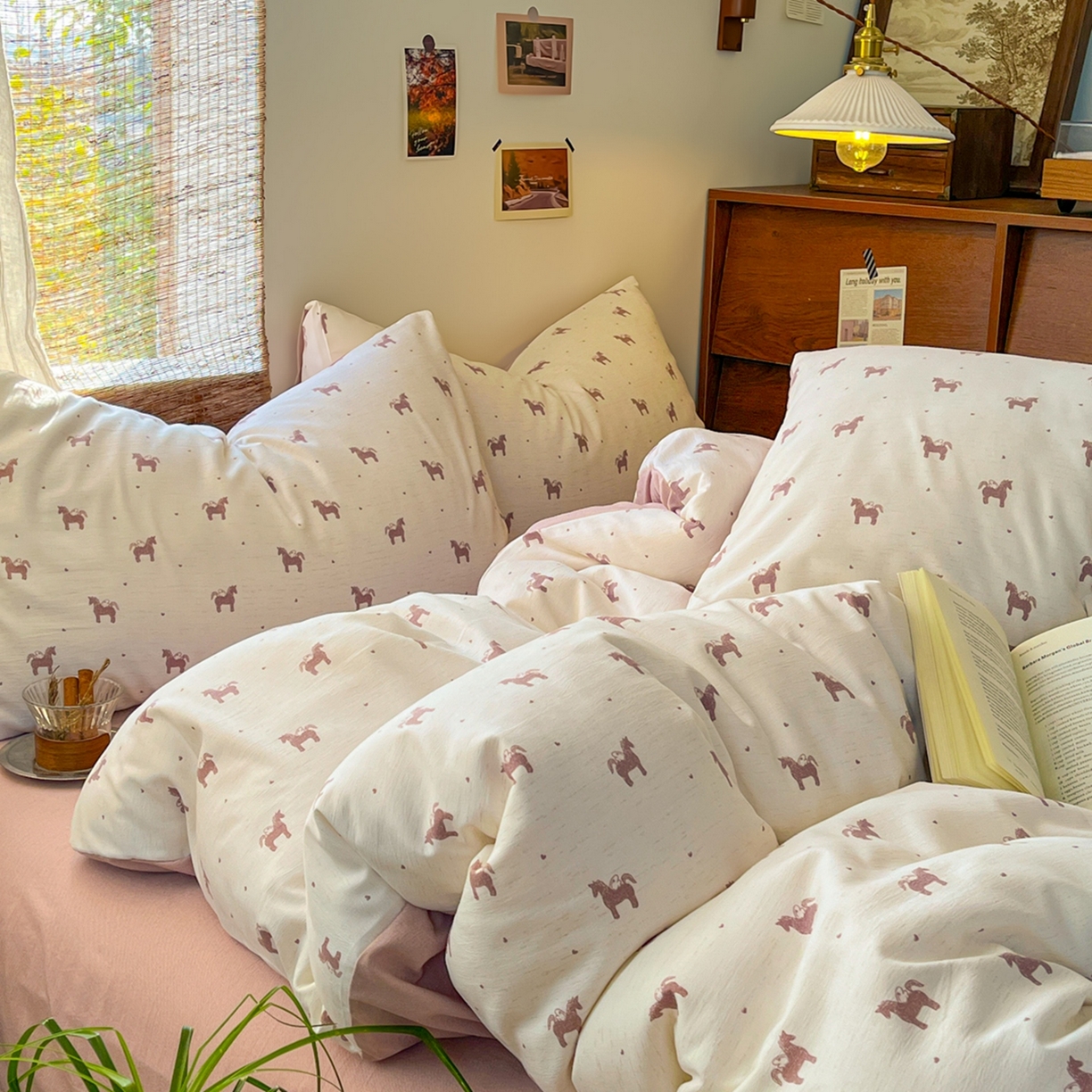 91家纺网 家纺一手货源 找家纺 金梦拉家纺 2026新款色织棉麻棉纱小露麻四件套 艾马