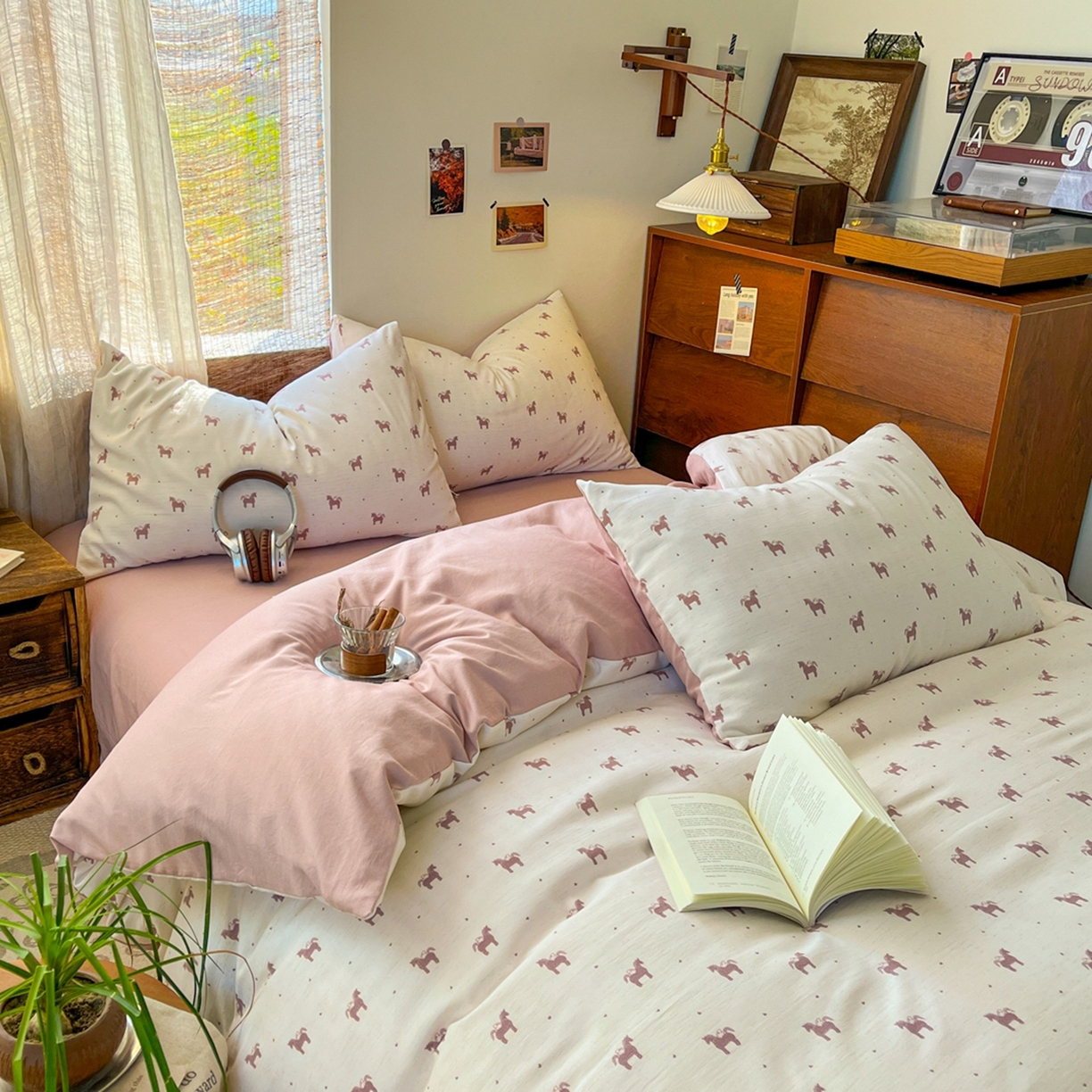 91家纺网 家纺一手货源 找家纺 金梦拉家纺 2026新款色织棉麻棉纱小露麻四件套 艾马