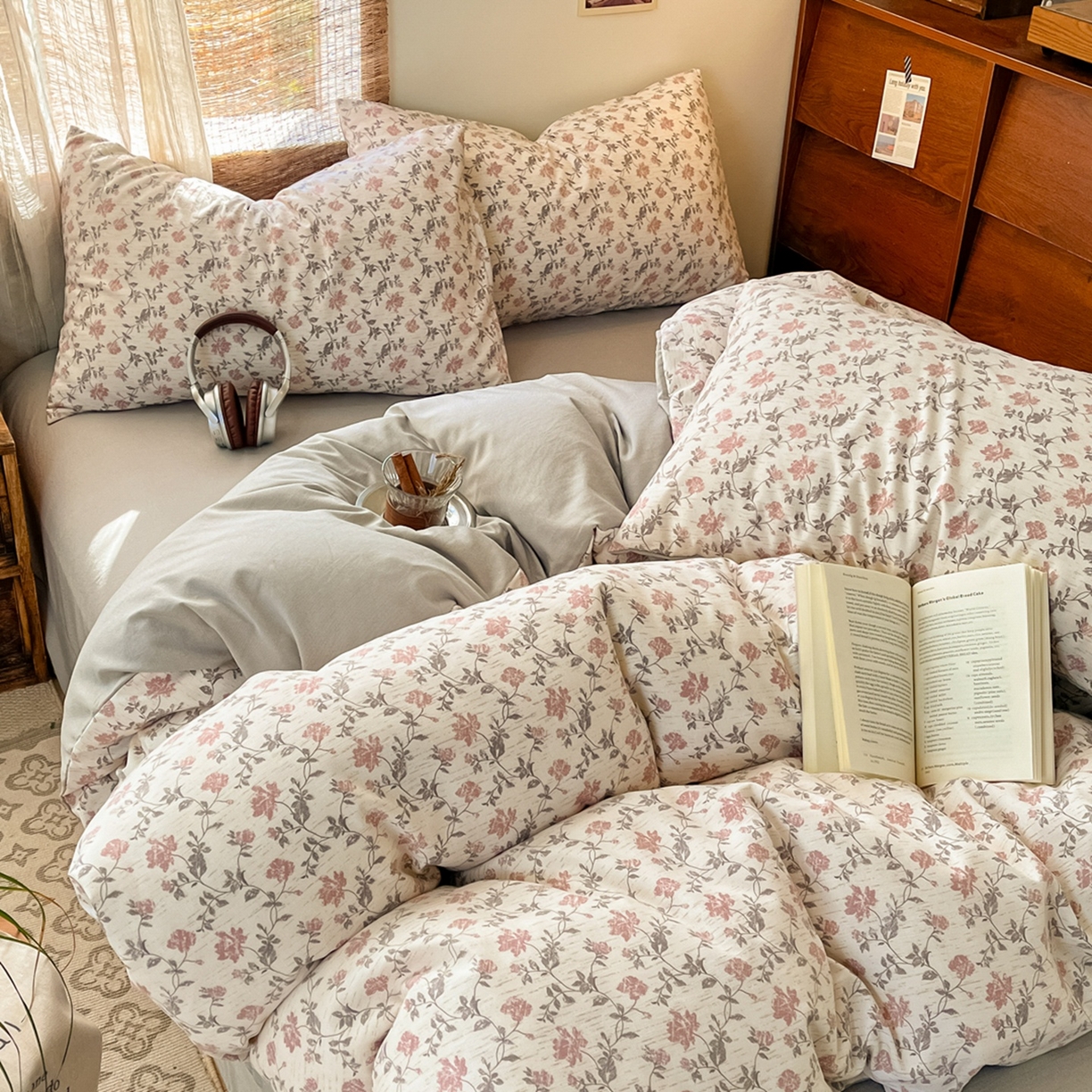 91家纺网 家纺一手货源 找家纺 金梦拉家纺 2026新款色织棉麻棉纱小露麻四件套 安缦