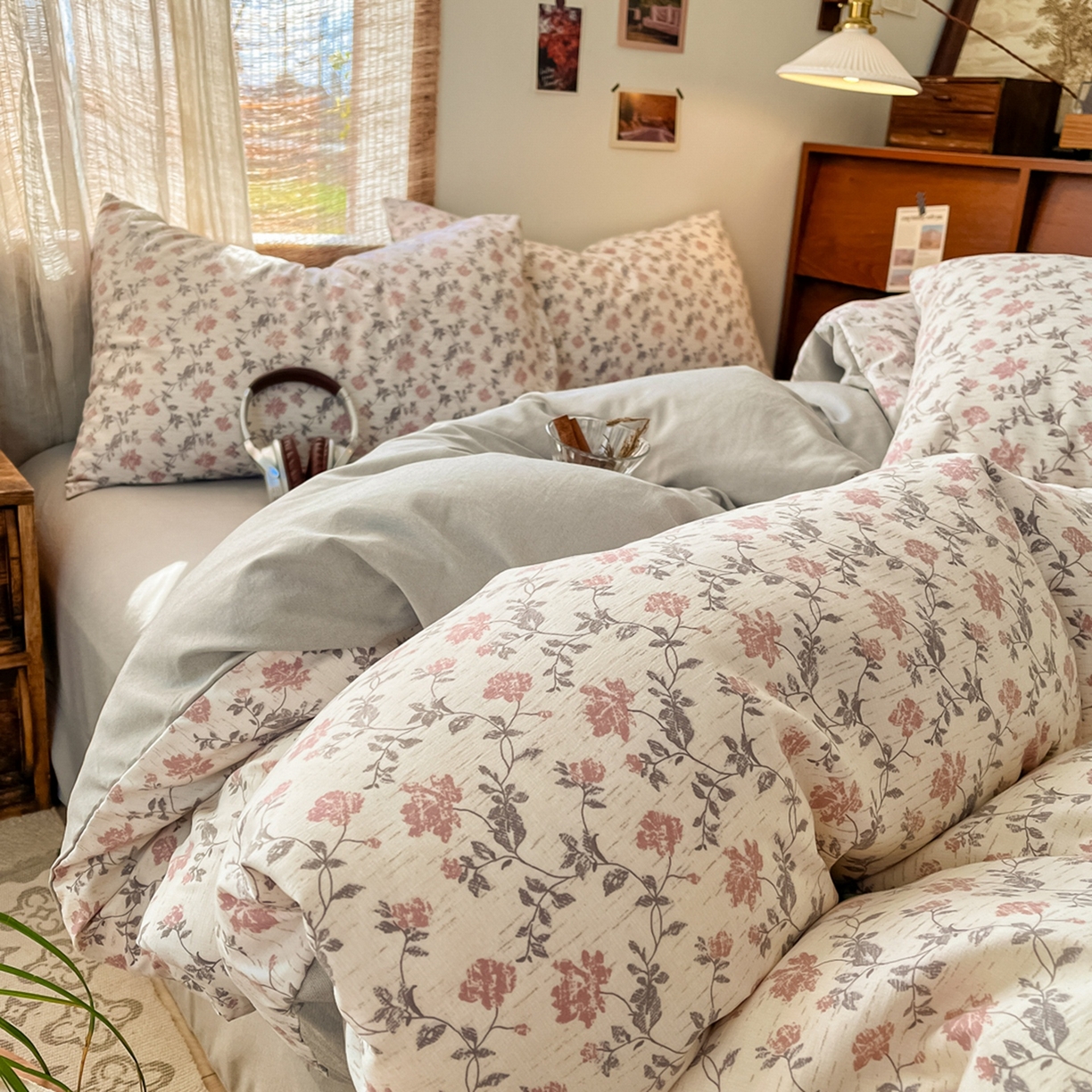 91家纺网 家纺一手货源 找家纺 金梦拉家纺 2026新款色织棉麻棉纱小露麻四件套 安缦