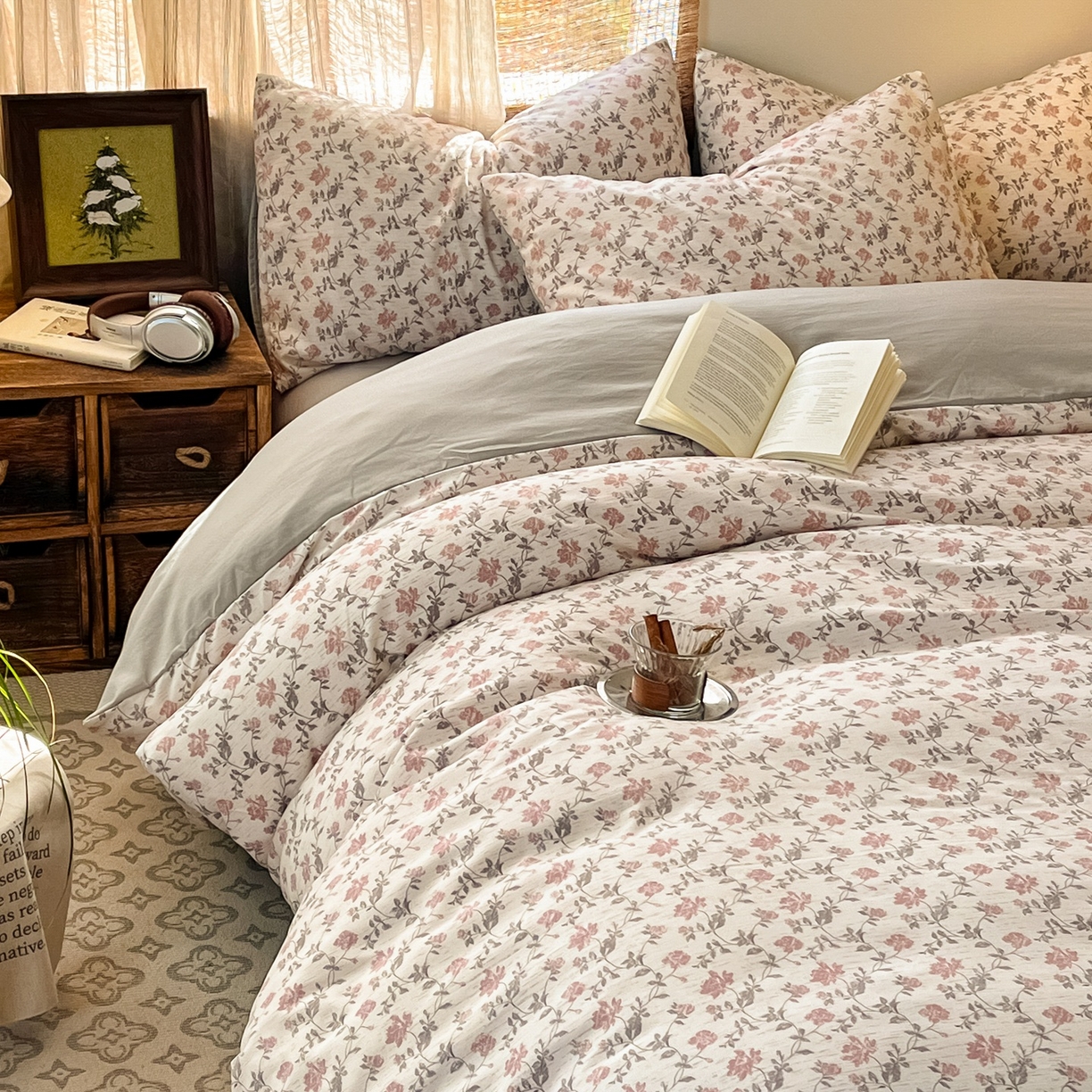 91家纺网 家纺一手货源 找家纺 金梦拉家纺 2026新款色织棉麻棉纱小露麻四件套 安缦