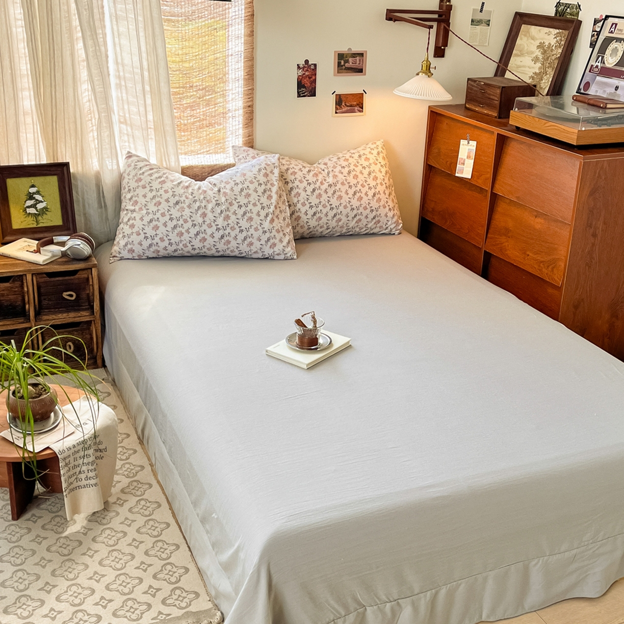 91家纺网 家纺一手货源 找家纺 金梦拉家纺 2026新款色织棉麻棉纱小露麻四件套 安缦