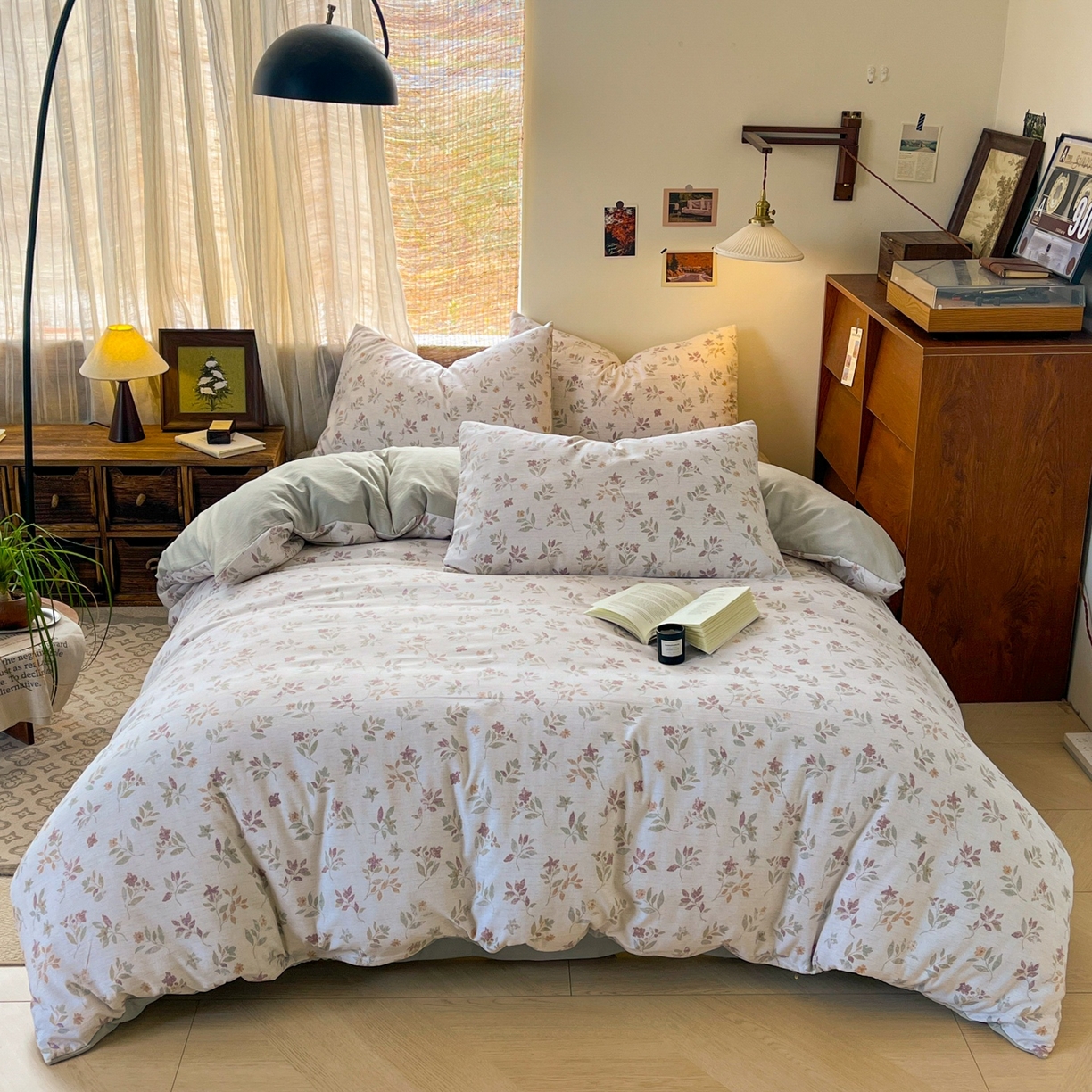 91家纺网 家纺一手货源 找家纺 金梦拉家纺 2026新款色织棉麻棉纱小露麻四件套 枫韵