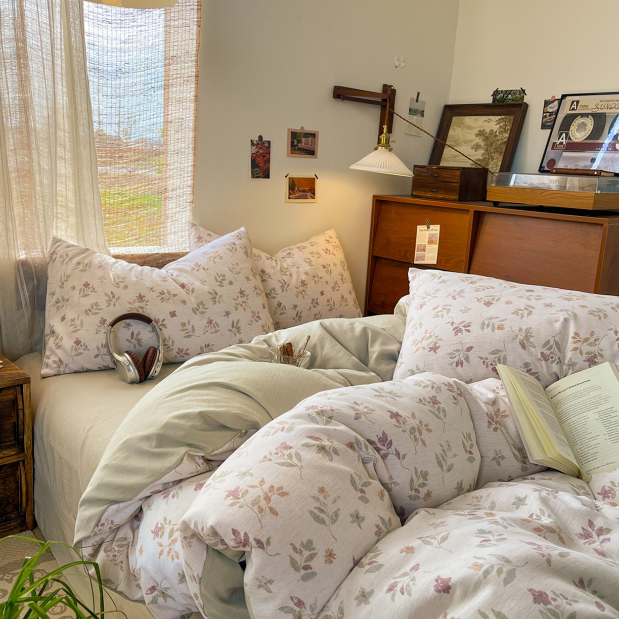 91家纺网 家纺一手货源 找家纺 金梦拉家纺 2026新款色织棉麻棉纱小露麻四件套 枫韵