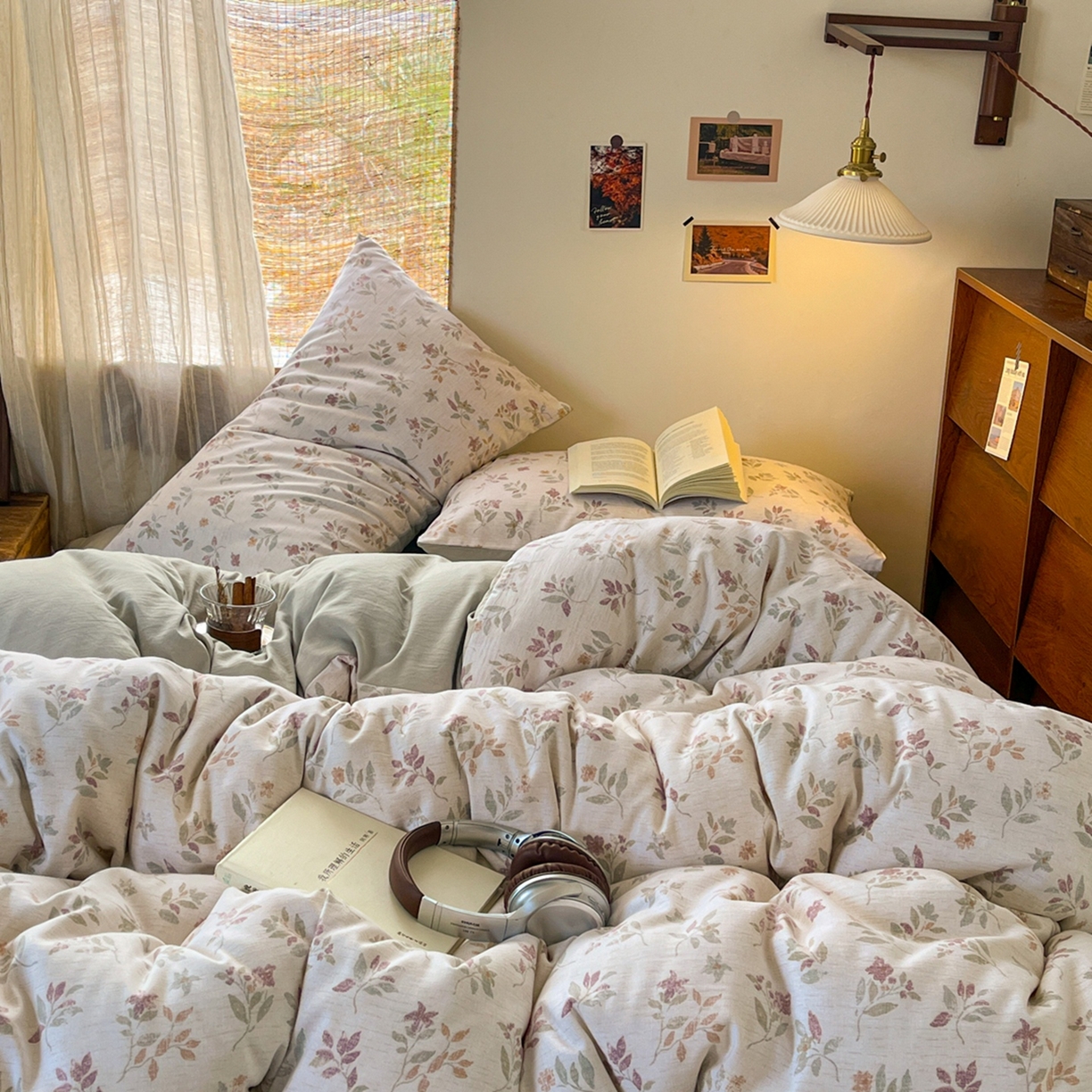 91家纺网 家纺一手货源 找家纺 金梦拉家纺 2026新款色织棉麻棉纱小露麻四件套 枫韵