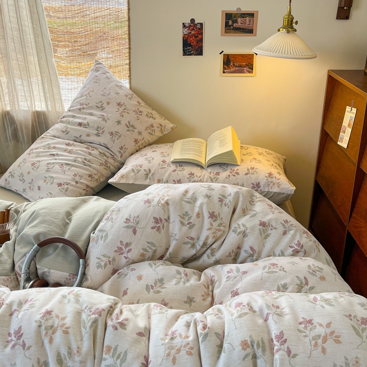 91家纺网 家纺一手货源 找家纺 金梦拉家纺 2026新款色织棉麻棉纱小露麻四件套 枫韵