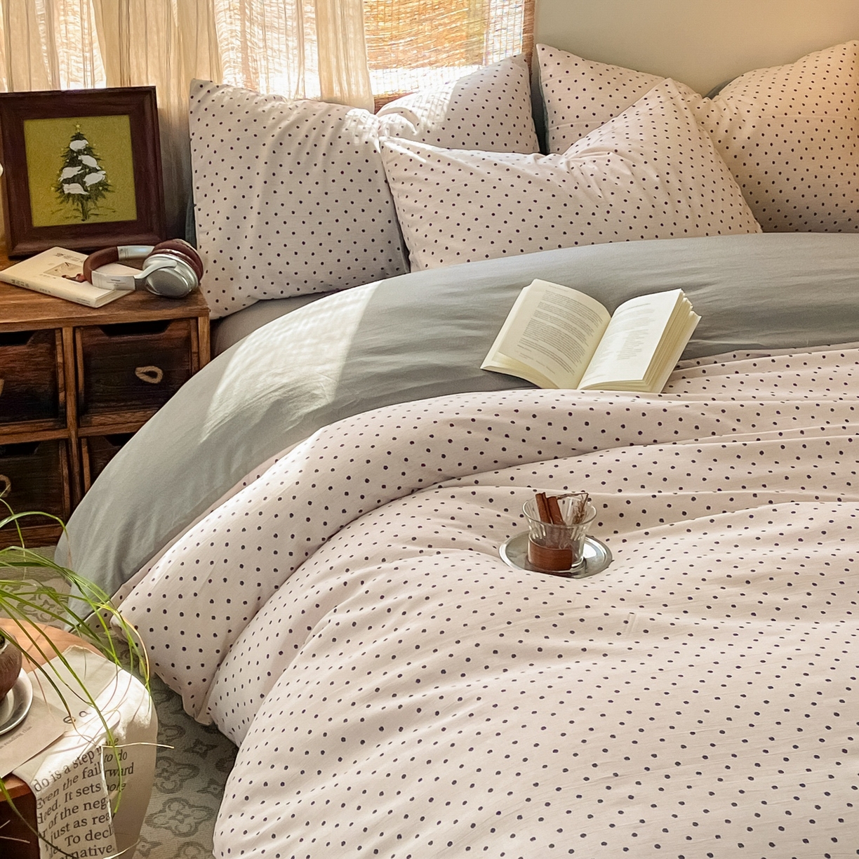 91家纺网 家纺一手货源 找家纺 金梦拉家纺 2026新款色织棉麻棉纱小露麻四件套 扶摇