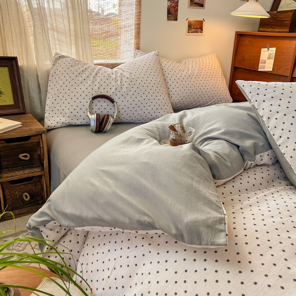 91家纺网 家纺一手货源 找家纺 金梦拉家纺 2026新款色织棉麻棉纱小露麻四件套 扶摇