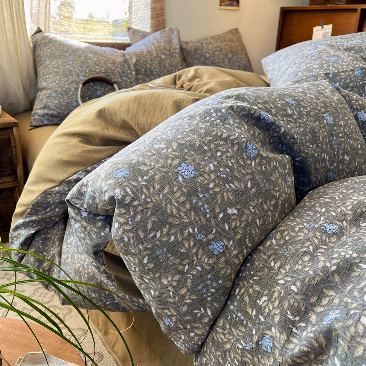 金梦拉家纺 2026新款色织棉麻棉纱小露麻四件套 锦瑟