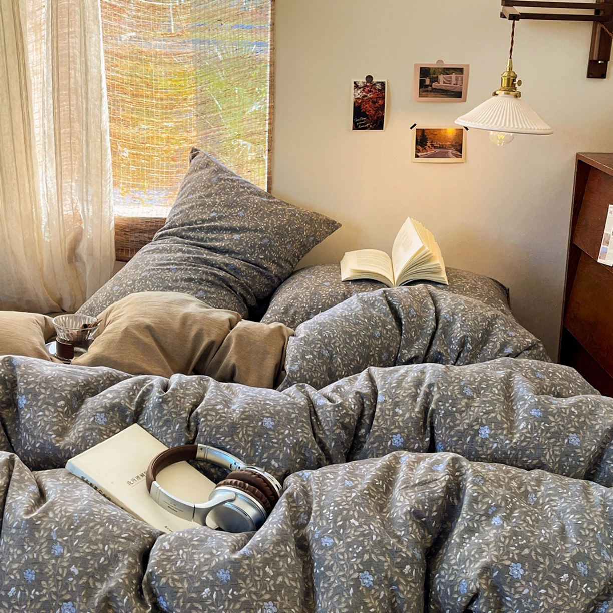 91家纺网 家纺一手货源 找家纺 金梦拉家纺 2026新款色织棉麻棉纱小露麻四件套 锦瑟