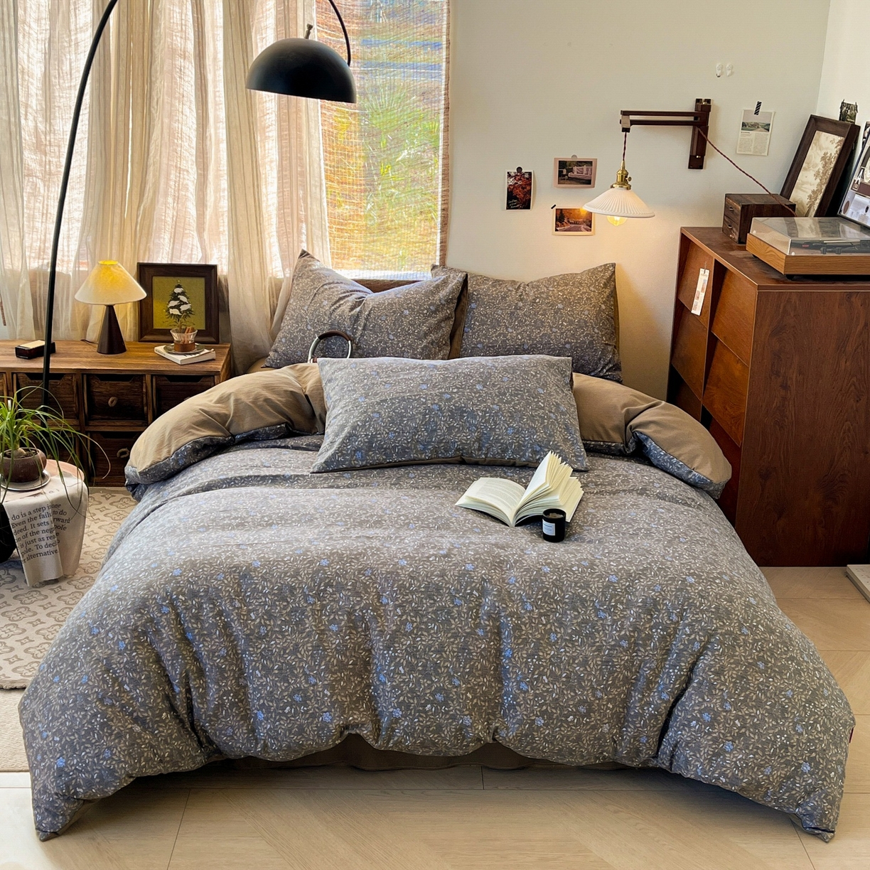 91家纺网 家纺一手货源 找家纺 金梦拉家纺 2026新款色织棉麻棉纱小露麻四件套 锦瑟