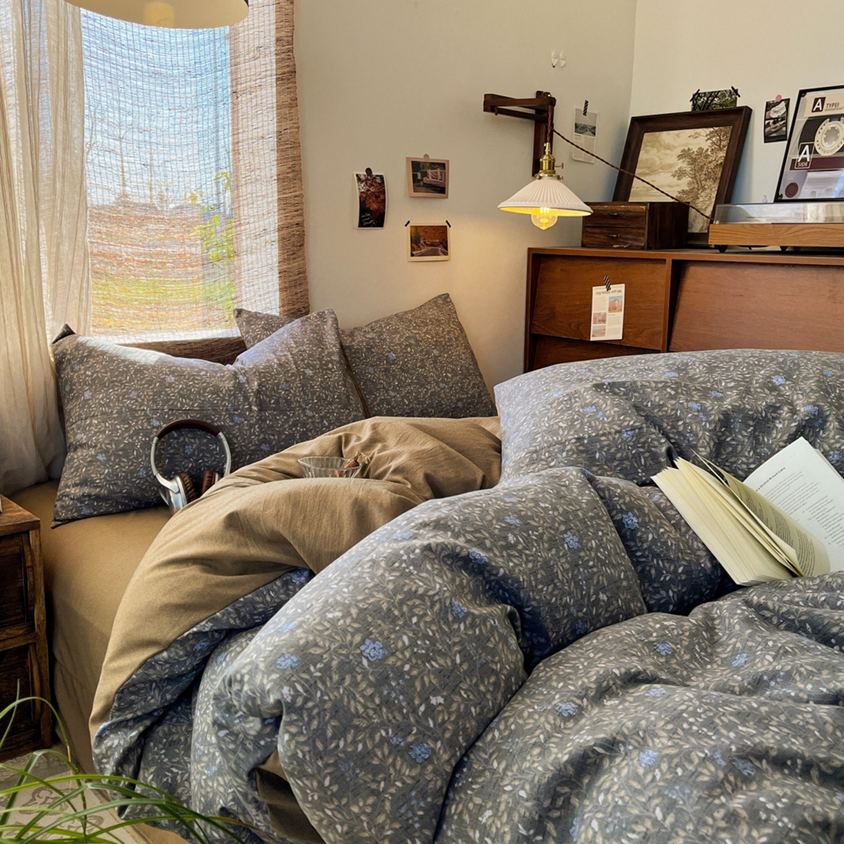 91家纺网 家纺一手货源 找家纺 金梦拉家纺 2026新款色织棉麻棉纱小露麻四件套 锦瑟