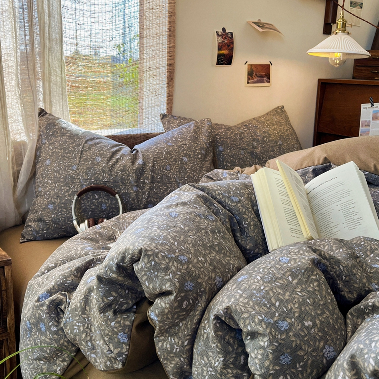 91家纺网 家纺一手货源 找家纺 金梦拉家纺 2026新款色织棉麻棉纱小露麻四件套 锦瑟