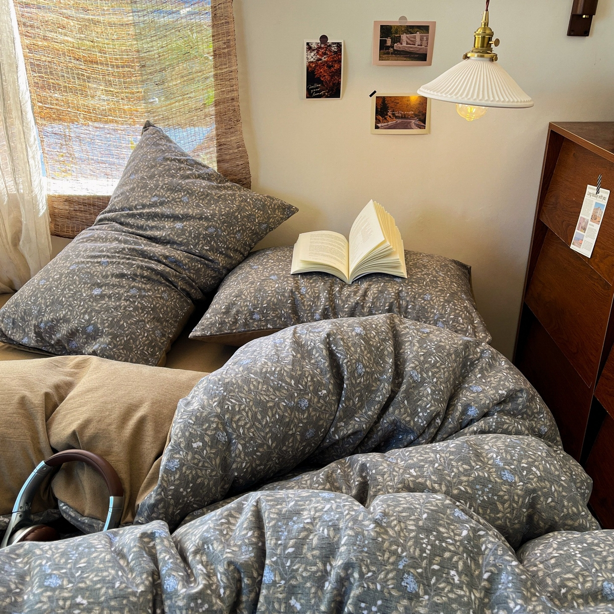 91家纺网 家纺一手货源 找家纺 金梦拉家纺 2026新款色织棉麻棉纱小露麻四件套 锦瑟