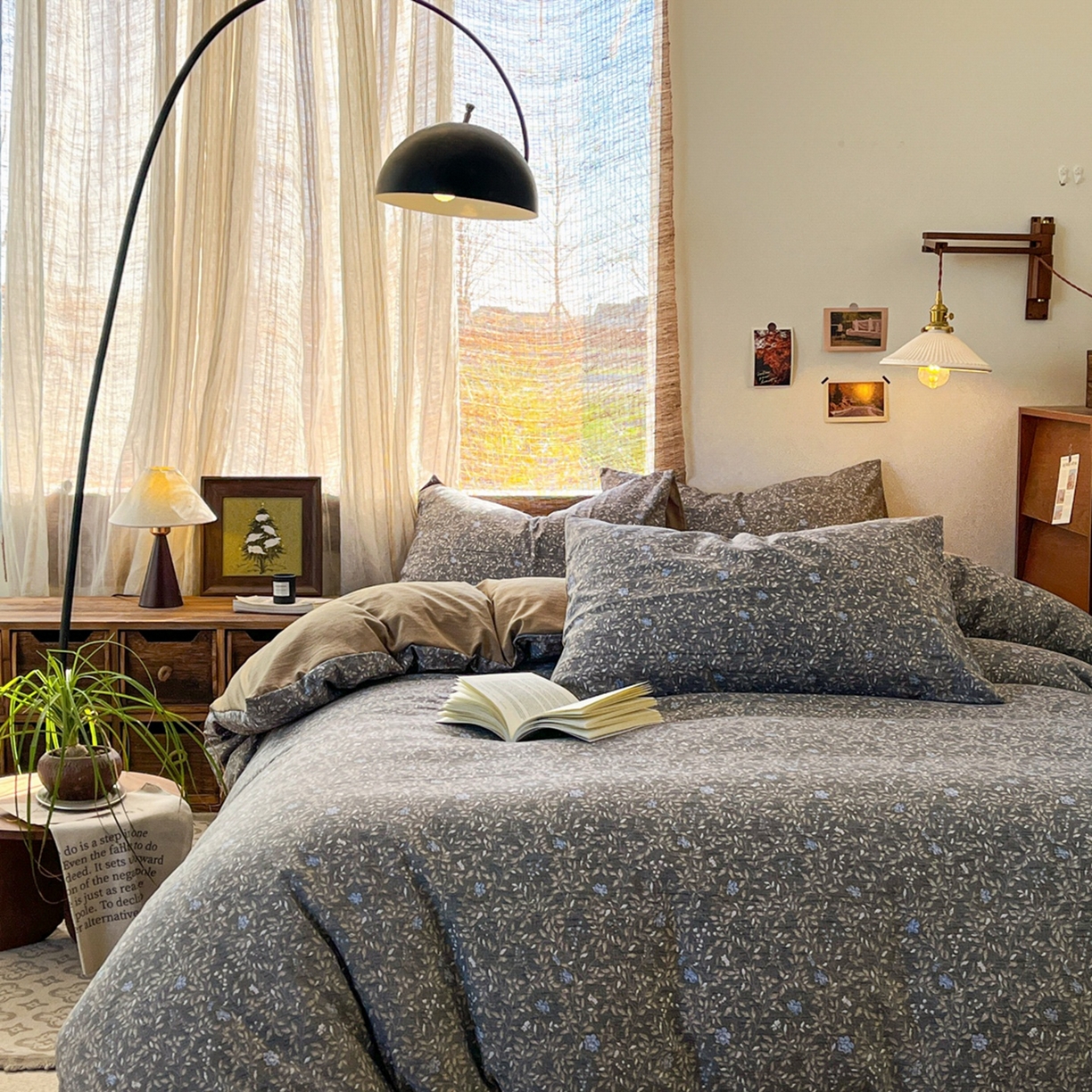 91家纺网 家纺一手货源 找家纺 金梦拉家纺 2026新款色织棉麻棉纱小露麻四件套 锦瑟